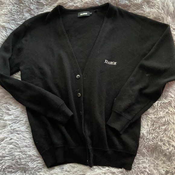 Unisex Black Playful Knit Cardigan - Size L - Picture 1 of 3
